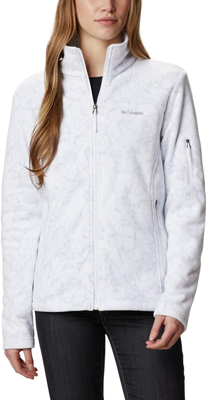 white and grey columbia jacket