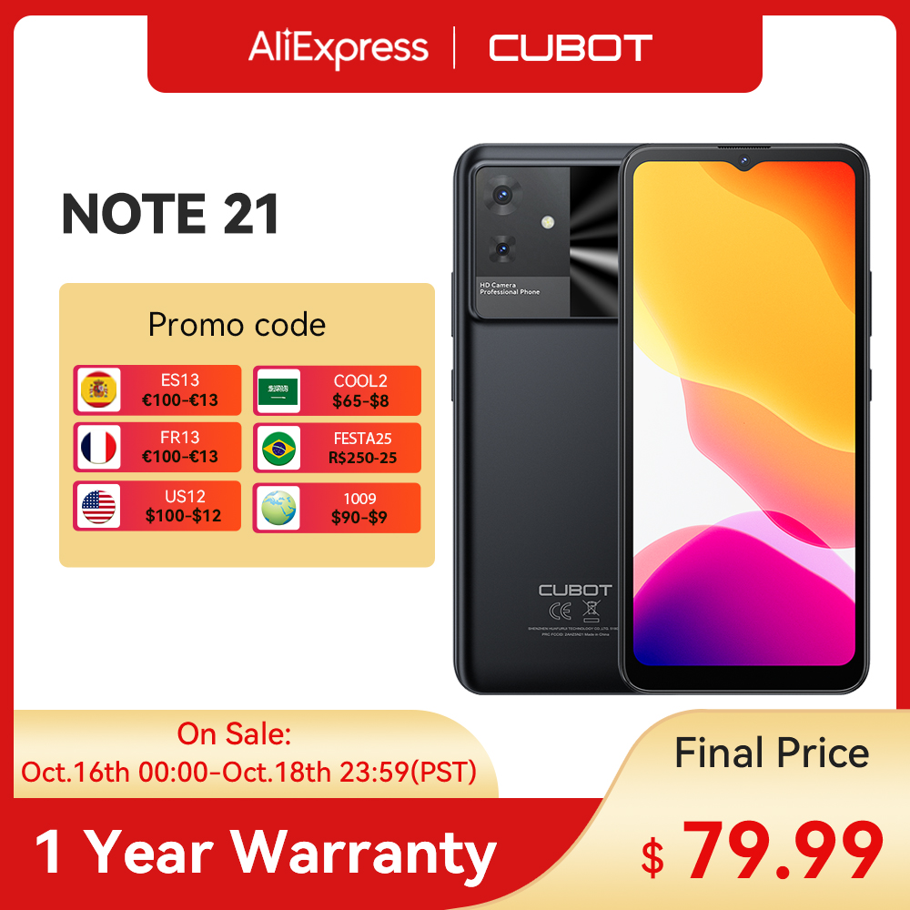 Cubot Note 21 Smartphone 12GB+128GB 6.56HD Screen 90Hz Refresh