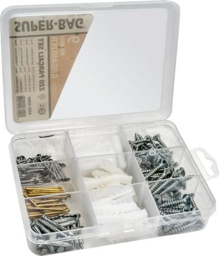 דיל מקומי: סט שיסגור לכם את הפינה: סט 220 חלקים של ברגים, דיבלים, מסמרים בארגונית מבית SuperBag ב-₪45 במקום ₪69!!