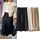 רק 7.8$/24 ש״ח לחצאית סאטן לנשים Willshela בגזרה גבוהה אלגנטית באורך מידי בד נשפך ומבריק למראה מחמיא ואופנתי לקיץ ולמשרד!!