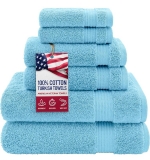 רק 33.9$/111 ש״ח (משלוח חינם בהגעה לסכום כולל של 49$ ומעלה) לסט יוקרתי של 6 מגבות כותנה טורקית מבית American Veteran Towel – רכות, ספיגה גבוהה וגימור איכותי!!