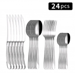 רק 15.2$/49 ש״ח לסט סכו״ם יוקרתי מפלדת אל-חלד הכולל 24 חלקים – כולל מזלגות, סכינים, כפות וכפיות בעיצוב מרשים ועמידות גבוהה!!