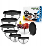 רק 20.9$/68 ש"ח (משלוח חינם בהגעה לסכום כולל של 49$ ומעלה) לסט קערות ערבוב מנירוסטה עם מכסים מבית YJSLICT – 7 חלקים בעיצוב נוח וחסכוני במקום!!