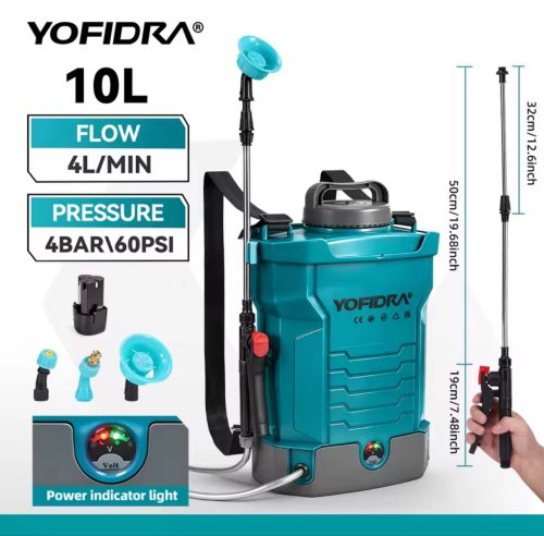 רק 68.9$/213 ש״ח למרסס גב חשמלי YOFIDRA בנפח 10 ליטר עם סוללה נטענת ולחץ עבודה גבוה שמאפשר כיסוי שטח מהיר ונוח לגינה והדברה בלי מאמץ!!