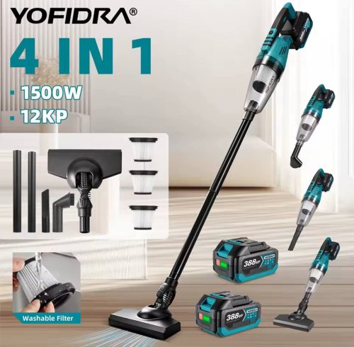 רק 45.1$/142 ש״ח שואב אבק אלחוטי עוצמתי במיוחד מבית YOFIDRA עם עוצמת שאיבה מרשימה של 12KPa ותאימות לסוללות Makita – כולל סוללה אחת!!