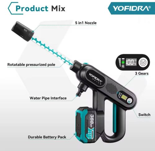 רק 67.7$/209 ש״ח לגרניק חשמלי אלחוטי YOFIDRA 220Bar כולל סוללה ותואם לסוללות Makita שמאפשר ניקוי עוצמתי בכל מקום עם חיבור לצינור או דלי מים בלי תלות בחשמל!!