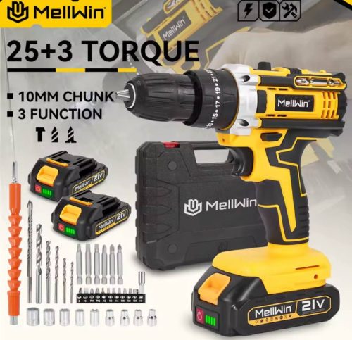 רק 47.7$/147 ש״ח למברגה־מקדחה נטענת MELLWIN עם מומנט חזק 45Nm, 25+3 דרגות כוח ושתי סוללות תואמות Makita 18V לכל עבודות ה־DIY בבית!!