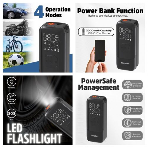 דיל מקומי: לא מתכוונים לעצור! ואם בטעות נגמר האוויר, קבלו: משאבת אוויר נטענת 3 ב-1 כולל סוללת גיבוי ופנס Energizer PAC4000 ב-₪121 במקום ₪179!!