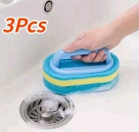 לחטוף!! רק 4.5$/16 ש״ח לסט 3 מברשות ספוג עם ידית לניקוי יסודי של מטבח, אמבטיה ומשטחים שונים!!