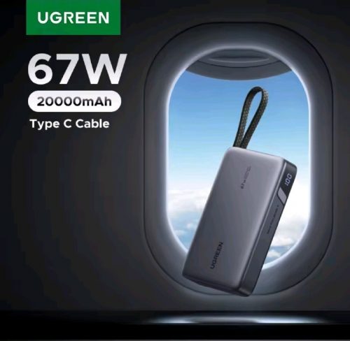 רק 36.7$/119 ש״ח למטען הנייד העוצמתי מבית UGREEN בנפח 20,000mAh עם כבל Type-C מובנה וטעינה מהירה בהספק 67W!!