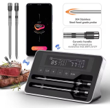 רק 39.7$/123 ש״ח לסט של 2 מדחומי בשר אלחוטיים חכמים עם Bluetooth, שיפוד דק במיוחד 5 מ״מ ותצוגת LCD גדולה לצלייה מדויקת בלי ניחושים!!