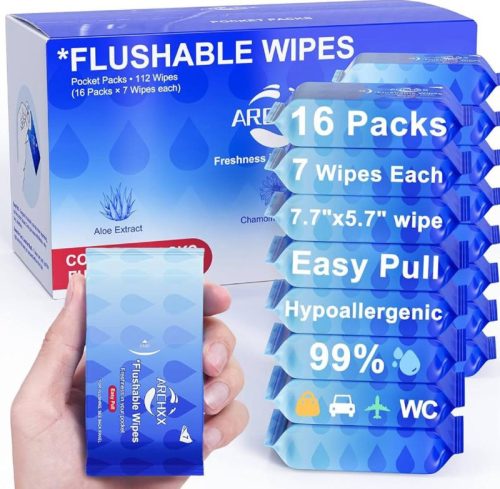 רק 9.9$/30 ש״ח (משלוח חינם בהגעה לסכום כולל של 49$ ומעלה) לסט 112 מגבונים לחים מתכלים ARCHXX בגודל כיס עם אלוורה, 99% מים וטיפול עדין לעור רגיש!!