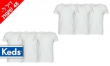 דיל מקומי: מחיר מיוחד ל-48 שעות: 6 חולצות קצרות לגברים KEDS עשויות 100% כותנה סרוקה בצבע לבן ב-99.90 ₪!!