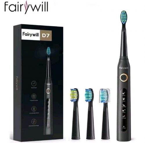 רק 11.4$/37 ש״ח למברשת שיניים חשמלית Fairywill D7 עם 3 ראשים, טעינה USB, עמידות למים ו־5 מצבי ניקוי – איכות מעולה במחיר שובר שוק!!