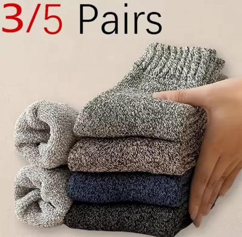 רק 3.6$/11 ש״ח לסט של 3 זוגות גרבי חורף עבים ומחממים עם מגע קשמיר נעים – לשמירה על חום ונוחות מקסימלית!!