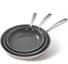 רק 59.9$/185 ש״ח מחיר סופי כולל הכל עד דלת הבית לסט של 3 מחבתות קרמיות Cookersway במידות 20, 24 ו28 ס״מ עם ציפוי נון סטיק בטוח ובריא, קלות במיוחד לשימוש יומיומי!!