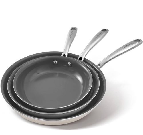 רק 34.9$/114 ש״ח מחיר סופי כולל הכל עד דלת הבית לסט המחבתות הקרמיות הלא־דביקות (8״/9.5״/11״) בצבע Ash Grey מבית Cookersway!!