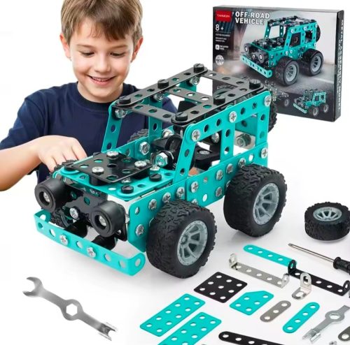 רק 10.2$/31 ש״ח לערכת בנייה STEM להרכבת רכב שטח ממתכת שמפתחת חשיבה הנדסית, יצירתיות ומיומנויות הרכבה בעזרת ברגים וכלי עבודה אמיתיים לילדים!!