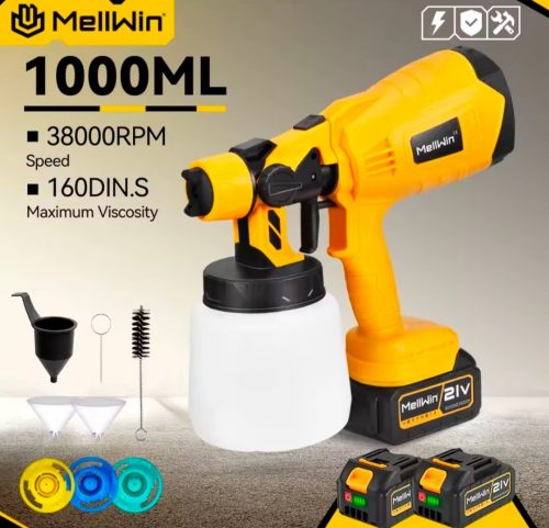רק 24.9$/81 ש״ח לאקדח צבע חשמלי מבית MELLWIN תואם סוללות מקיטה, עם מיכל 1,000 מ״ל ושלושה מצבי ריסוס מקצועיים!!
