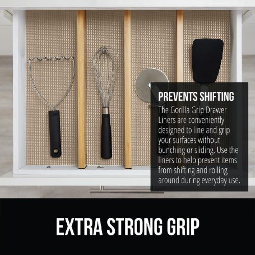 רק 15$/49 ש״ח (משלוח חינם בהגעה לסכום כולל של 49$ ומעלה) למשטחי הריפוד למגירות/מדפים מבית GORILLA GRIP – אחיזה חזקה במיוחד, ללא דבק, להגנה וסידור נקי בארונות המטבח, חדר האמבט והבית!!