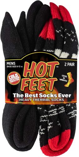רק 12.9$/42 ש"ח (משלוח חינם בהגעה לסכום כולל של 49$ ומעלה) לסט של 2 זוגות גרבי החורף התרמיות לגברים מבית HOT FEET – מחממות במיוחד למזג אוויר קפוא!!