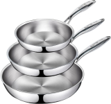 רק 55.9$/173 ש״ח מחיר סופי כולל הכל עד דלת הבית לסט 3 מחבתות נירוסטה SLOTTET טריפליי בגדלים כ־20, 25 ו־29 ס״מ, ללא ציפוי, מתאימות לאינדוקציה ולתנור!!