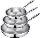 רק 55.9$/173 ש״ח מחיר סופי כולל הכל עד דלת הבית לסט 3 מחבתות נירוסטה SLOTTET טריפליי בגדלים כ־20, 25 ו־29 ס״מ, ללא ציפוי, מתאימות לאינדוקציה ולתנור!!