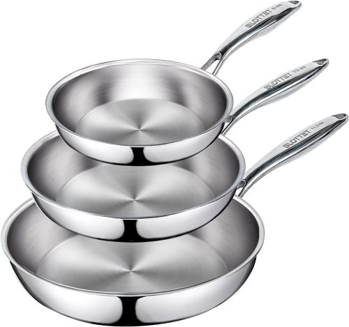 רק 55.9$/173 ש״ח מחיר סופי כולל הכל עד דלת הבית לסט 3 מחבתות נירוסטה SLOTTET טריפליי בגדלים כ־20, 25 ו־29 ס״מ, ללא ציפוי, מתאימות לאינדוקציה ולתנור!!