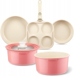 רק 38.9$/126 ש"ח (משלוח חינם בהגעה לסכום כולל של 49$ ומעלה) לסט סירים ומחבתות קרמי Nonstick עם ידית מתפרקת, סה"כ 7 חלקים!!