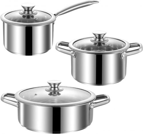 רק 30.4$\113 ש"ח (משלוח חינם בהגעה לסכום כולל של 49$ ומעלה) לסט סירים ומחבתות מנירוסטה 6 חלקים, מתאים לכל סוגי הכיריים!!