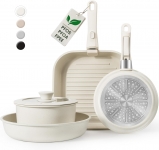 רק 34.9$\132 ש"ח (משלוח חינם בהגעה לסכום כולל של 49$ ומעלה) לסט סירים ומחבתות קרמי 7 חלקים כולל מחבת גריל, תואם לכל סוגי הכיריים כולל אינדוקציה!!