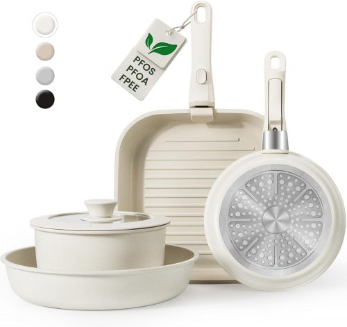 רק 34.9$\132 ש"ח (משלוח חינם בהגעה לסכום כולל של 49$ ומעלה) לסט סירים ומחבתות קרמי 7 חלקים כולל מחבת גריל, תואם לכל סוגי הכיריים כולל אינדוקציה!!