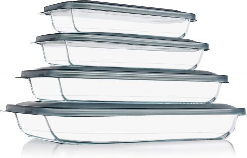 רק 33.9$\126 ש"ח (משלוח חינם בהגעה לסכום כולל של 49$ ומעלה) למארז 4 תבניות זכוכית לאפיה עם ידיות ומכסים KOMUEE!! 