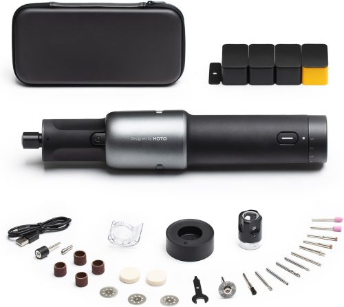 רק 29.9$/93 ש״ח מחיר סופי כולל הכל עד דלת הבית לכלי חריטה רב־שימושי HOTO 4V – נטען ב־USB-C, עם תאורת LED, חמש מהירויות ו־35 אביזרים!!