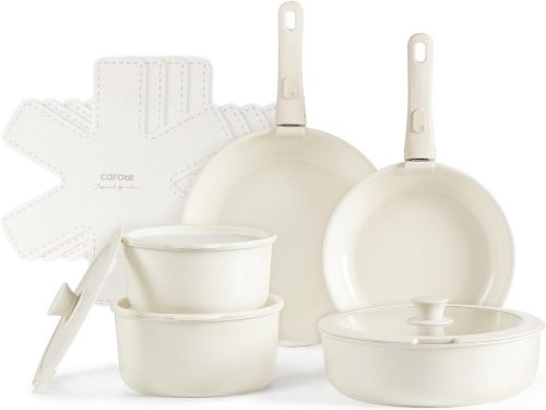 רק 59.9$\214 ש"ח מחיר סופי כולל הכל עד דלת הבית לסט 15 חלקים של סירים ומחבתות Nonstick המומלץ הרשמי של אמזון מבית CAROTE!!