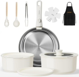 רק 50.9$/157 ש״ח מחיר סופי כולל הכל עד דלת הבית לסט בישול נירוסטה 14 חלקים EvoFar עם ידית נשלפת, TRI-PLY ופיזור חום מושלם לכל כיריים!!