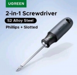 רק 3.7$/12 ש״ח למברג 2 ב-1 מבית UGREEN עם ראש כפול פיליפס + שטוח, פלדת S2 מחוסמת וקצה מגנטי לאחיזה יציבה של ברגים!!