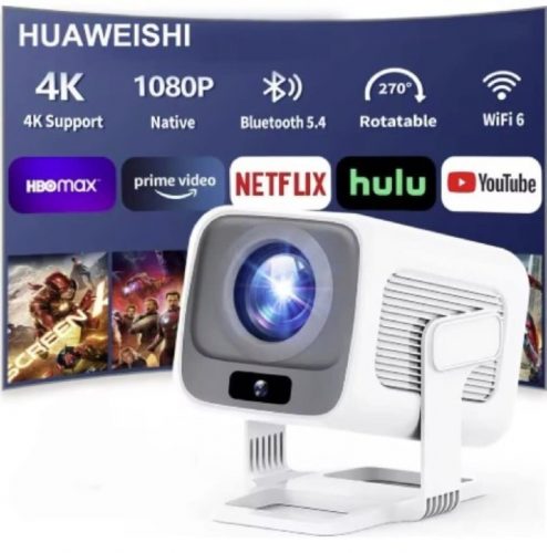 רק 47.9$/154 ש״ח למקרן החכם HUAWEISHI עם אנדרואיד, נייטיב FHD, פוקוס אוטומטי ובהירות 600ANSI עוצמתית!!