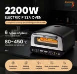 רק 172.9$/553 ש״ח (מחיר סופי מהמחסן בישראל) לתנור הפיצה העוצמתי Electro Max 2200W עם טמפרטורה עד 450°C ואבן פיצה 13 אינץ׳!!