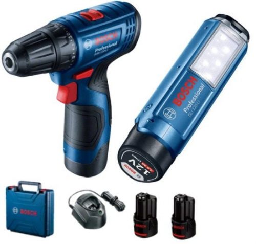 דיל מקומי: רק 479 ש״ח לסט מושלם של מברגה/מקדחה Bosch GSR 120 LI 12V + פנס נטען + זוג סוללות 12V 2X2Ah ומטען עם מזוודה קשיחה מפוארת!!