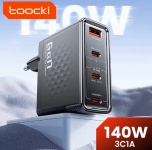 רק 29.2$/96 ש״ח למטען GaN מהיר ל-Toocki 140W עם 3 יציאות Type‑C ויציאת USB‑A, כולל כבל 240W, טעינה מהירה לכל מכשיר ועוצמה גבוהה למחשבים, טאבלטים וסמארטפונים!!