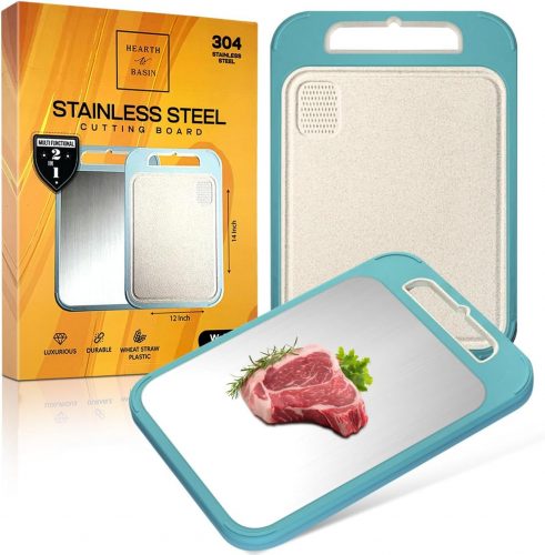 רק 61 ש"ח (משלוח חינם בהגעה לסכום כולל של 49$ ומעלה) לקרש חיתוך 2 ב-1 עם צד אחד עשוי פלדת אל חלד לחיתוך בשר וצד שני עשוי קש חיטה חיתוך ירקות!!  