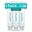 רק 12.7$/40 ש״ח (משלוח חינם בהגעה לסכום כולל של 49$ ומעלה) לסט של 3 משחות שיניים טבעיות Native ללא פלואוריד – בטעם מנטה מרעננת!!