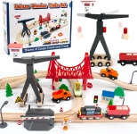 רק 29.9$/97 ש״ח (משלוח חינם בהגעה לסכום כולל של 49$ ומעלה) לערכת רכבת עץ ענקית WOOD CITY עם 56 חלקים, מנוף, גשר תלוי ומשאיות – תואמת Thomas, Brio ועוד!!