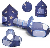 רק 29.9$/97 ש״ח (משלוח חינם בהגעה לסכום כולל של 49$ ומעלה) לסט אוהל משחק 3 ב־1 לילדים – כולל אוהל כוכבים, מנהרה ובור כדורים לקסמים בבית ובחוץ!!