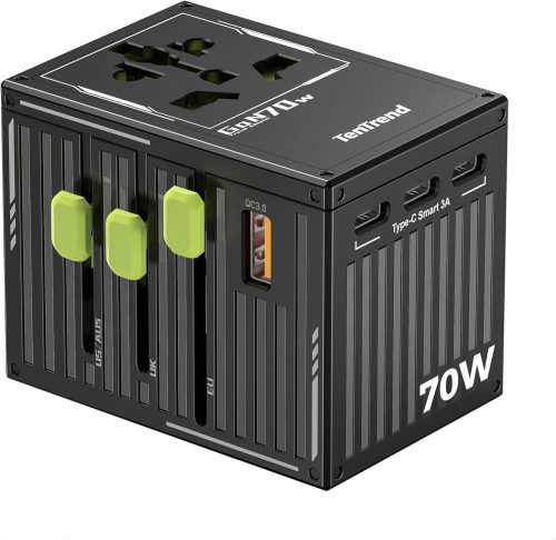 רק 32 ש"ח (משלוח חינם בהגעה לסכום כולל של 49$ ומעלה) למתאם אוניברסלי לנסיעות בהספק 70W עם 4 יציאות TypeC ועוד יציאת USB!!