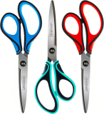 רק 6.4$/19 ש״ח (משלוח חינם בהגעה לסכום כולל של 49$ ומעלה) לשלישיית מספריים 20 ס״מ חדות עם קצה מחודד וידיות אחיזה נוחות לבית למשרד וליצירה!!