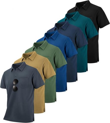 רק 56.9$/187 ש״ח מחיר סופי כולל הכל עד דלת הבית לסט 7 חולצות פולו איכותיות לגברים מבית ZITY עם כיס קדמי ובד נושם!!