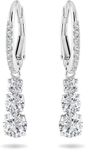 רק 74.8$/231 ש״ח מחיר סופי כולל הכל עד דלת הבית לעגילי Swarovski Stilla Attract Trilogy תלויים עם שלישיית קריסטלים לבנים וציפוי רודיום יוקרתי ומנצנץ!!