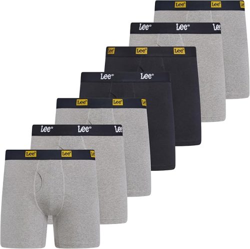 רק 24.9$/77 ש״ח (משלוח חינם בהגעה לסכום כולל של 49$ ומעלה) לסט של 7 תחתוני בוקסר לגברים Lee מכותנה רכה ונושמת עם גמישות נוחה, חגורת מותן אלסטית ללא תווית והתאמה נוחה ליום שלם!!